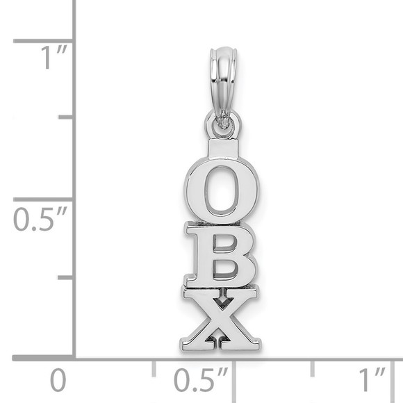 Sterling Silver Mini Travel Theme Polished Vertical OBX Necklace Charm Pendant - Picture 4 of 5